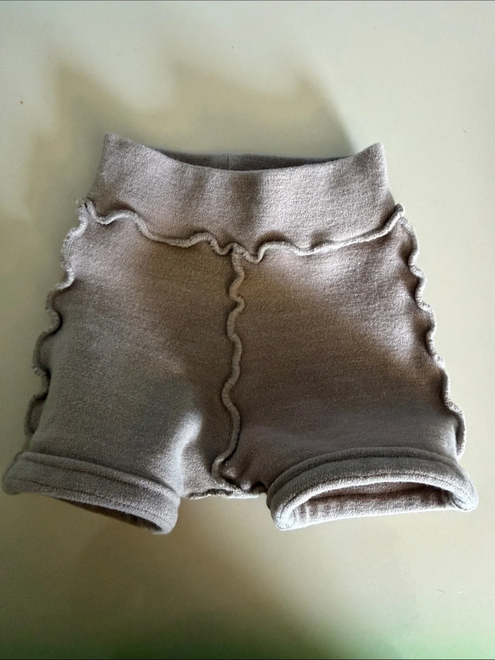 Wool blend Neutral Taupe Knit High-Waist Baby/Toddler soaker Shorts